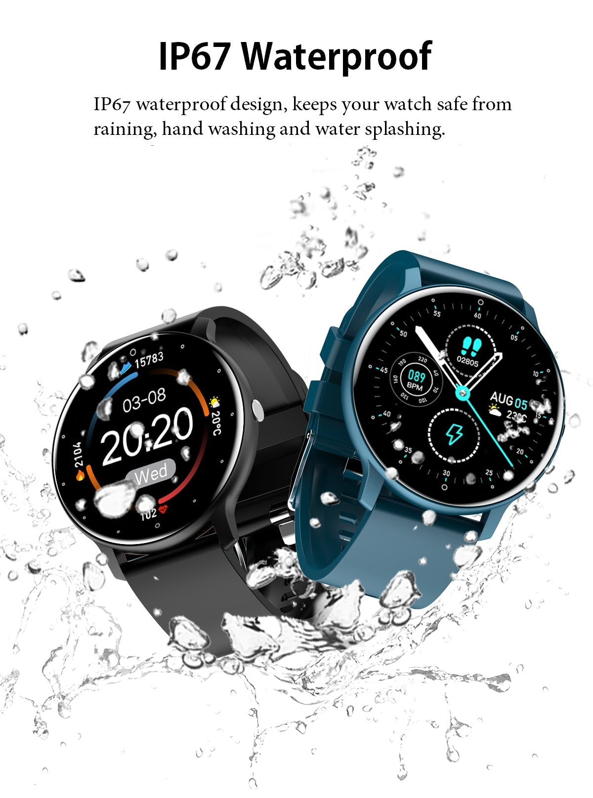 Slim Smartwatch with Full Touchscreen – Health Monitoring & Waterproof