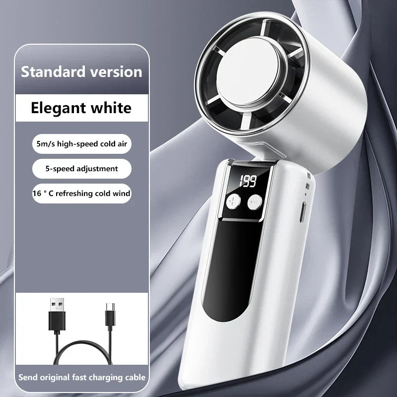 Handheld Fan with Cooling Function | Turbo Speed | USB Powered | Digital Display | 3 Speed Settings