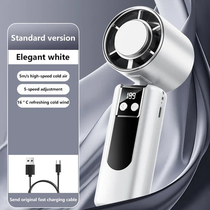 Handheld Fan with Cooling Function | Turbo Speed | USB Powered | Digital Display | 3 Speed Settings