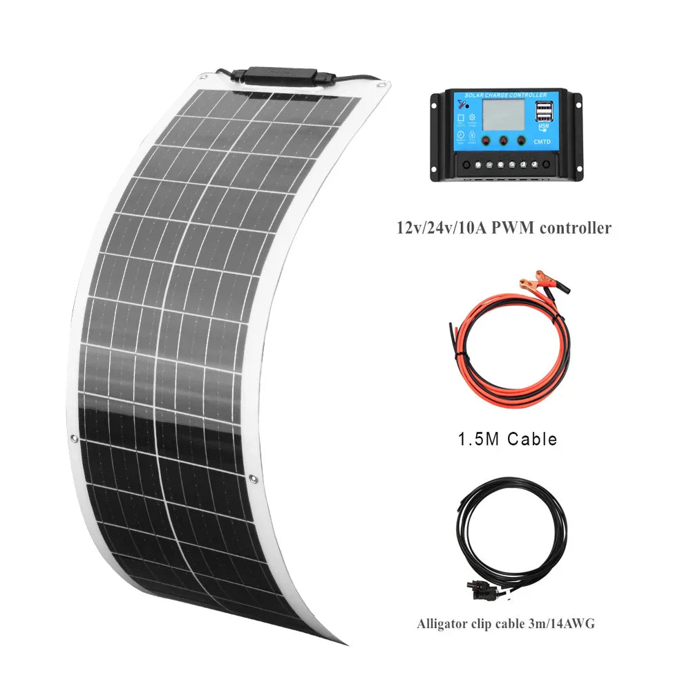 Flexible 50W Solar Panel - Lightweight, Weatherproof for Camping, Boats & Outdoors