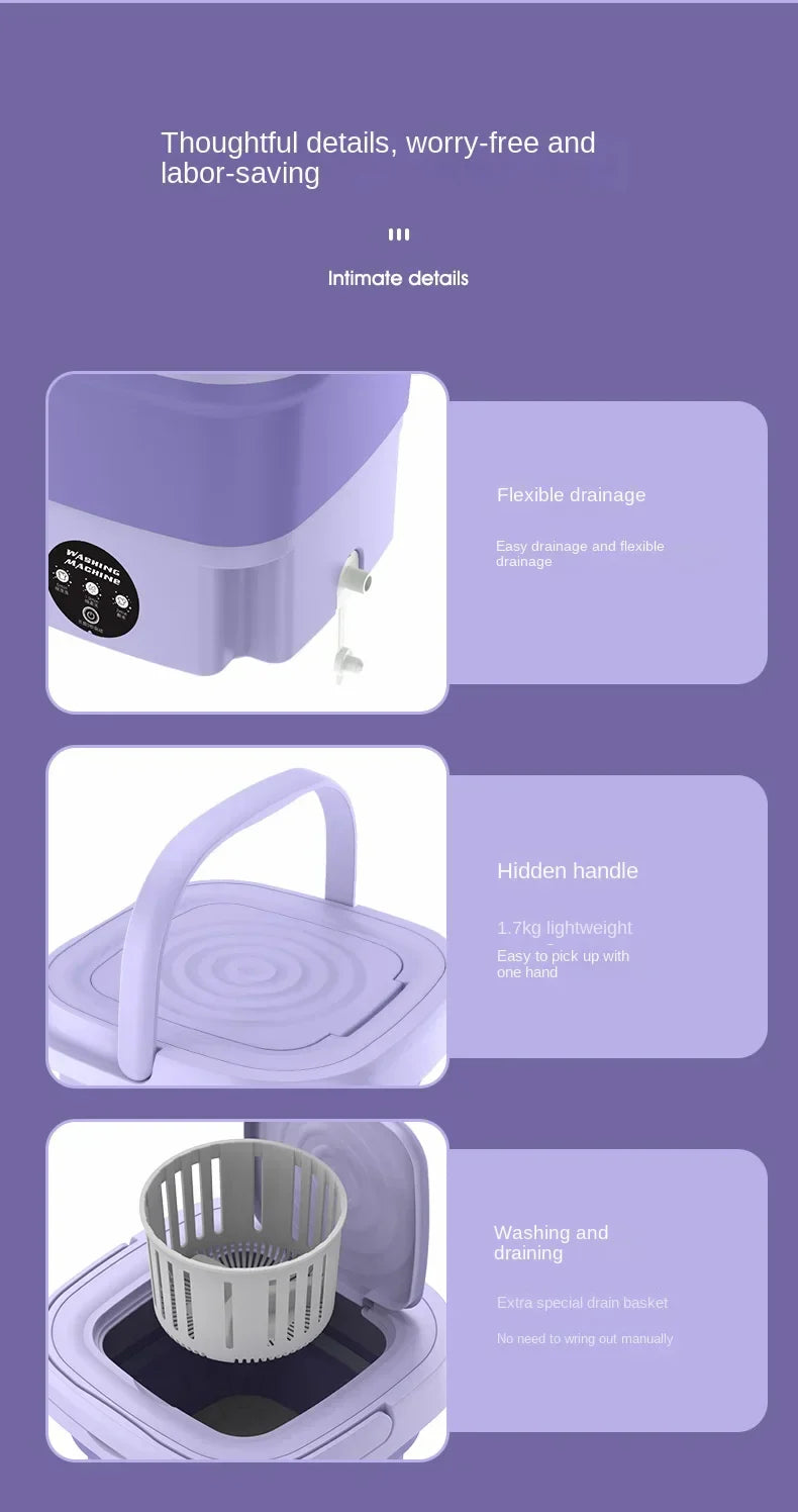 Compact 8L Folding Washer for Effortless Laundry Days