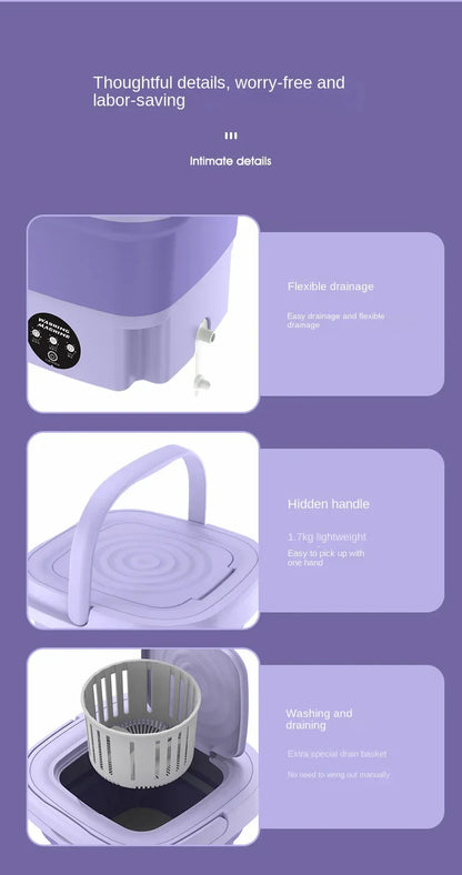 Compact 8L Folding Washer for Effortless Laundry Days