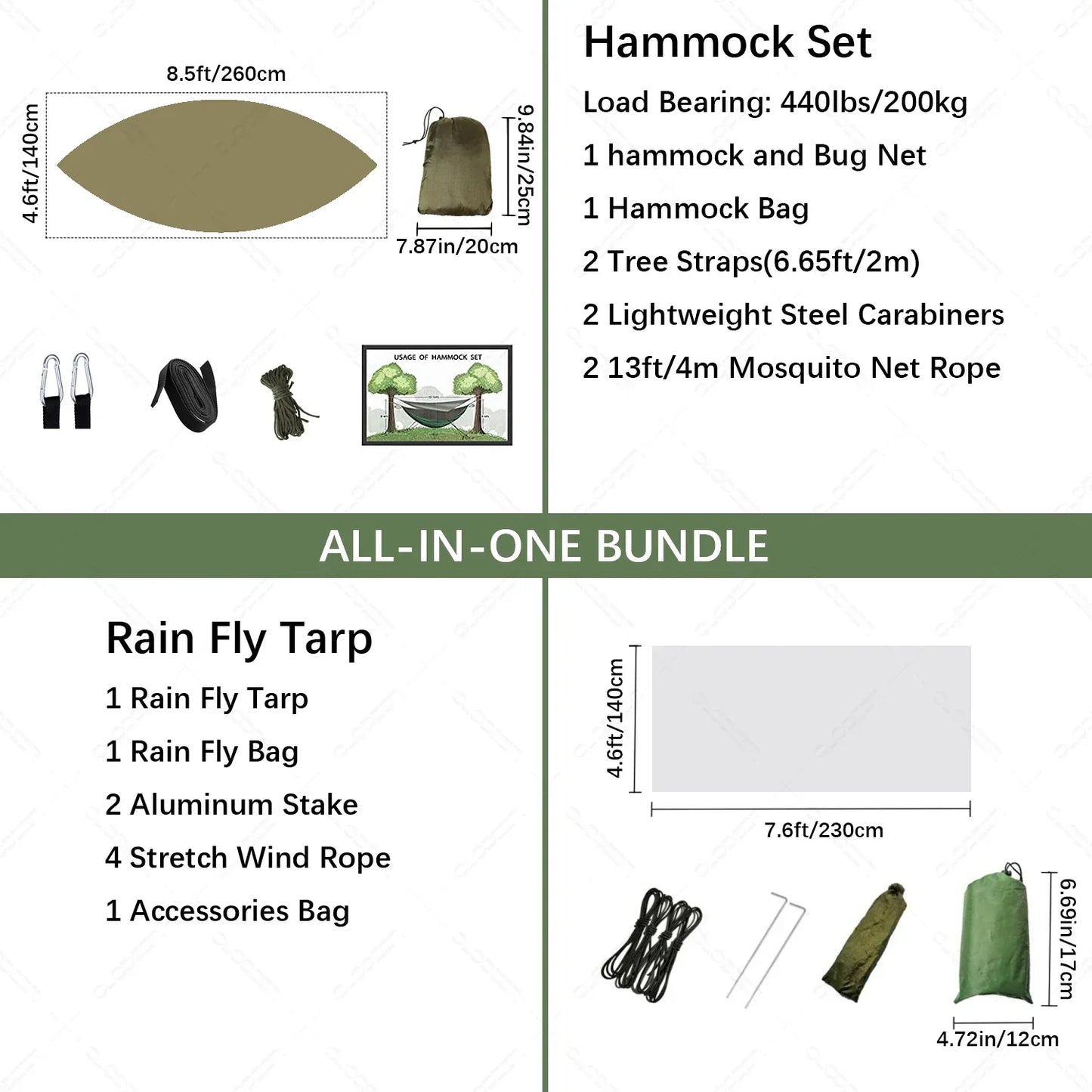 Lightweight Hammock with Mosquito Net & Tarp - Weather-Resistant for Camping & Hiking