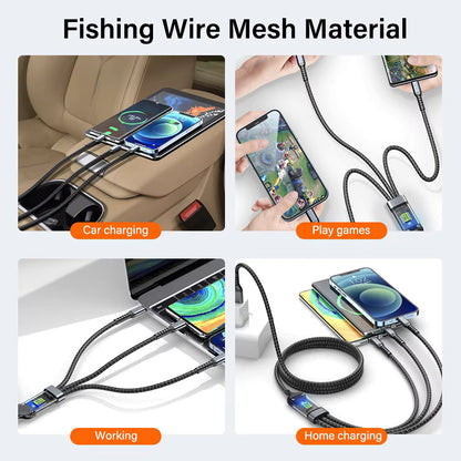 Versatile 3-in-1 Charging Cable with LED | 1.2m Length | Multi-Device Compatibility