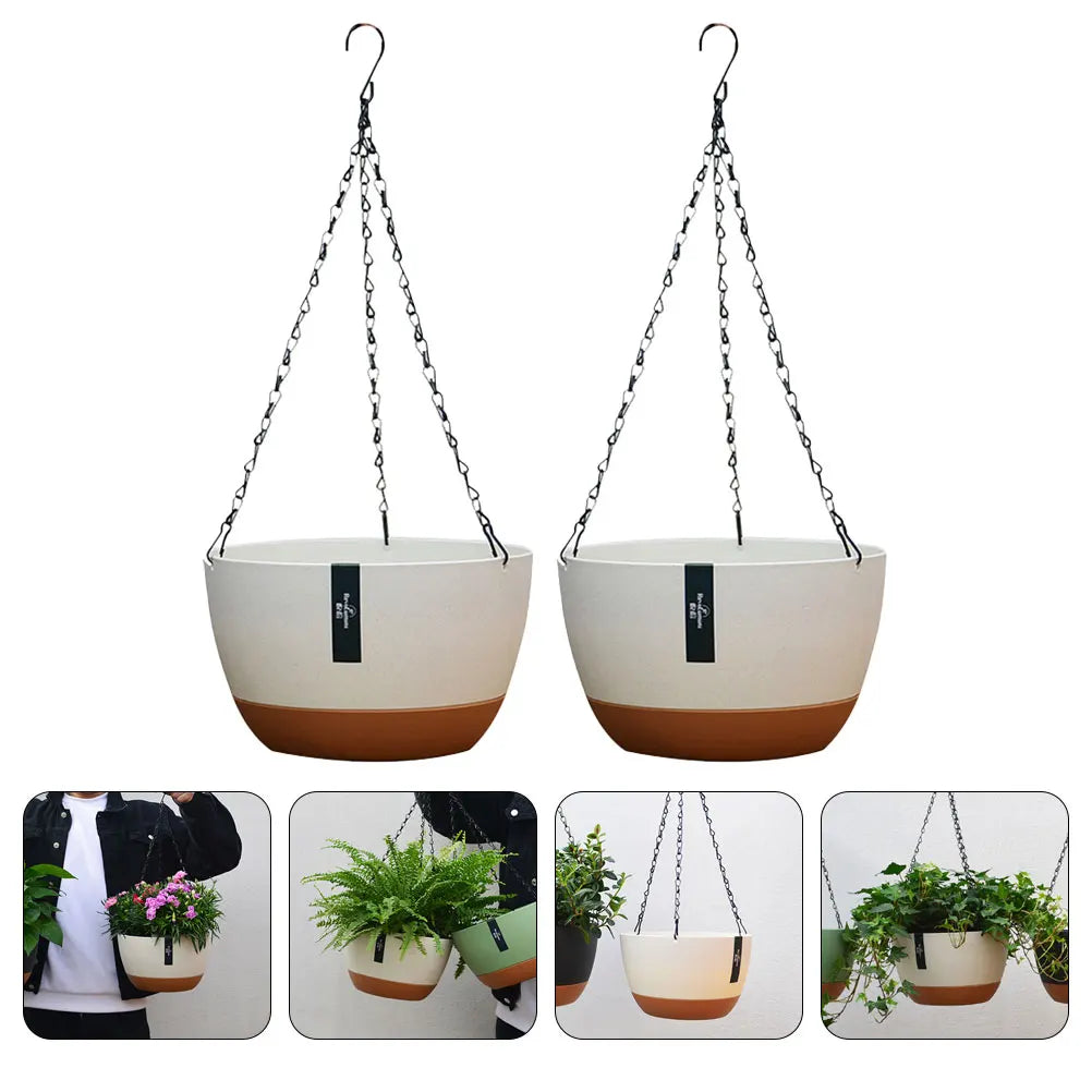 Hanging Flower Pots Set of 2 | Weatherproof & Contemporary | For Balcony, Fence & Indoor Use