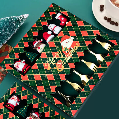 Luxury Christmas Cutlery Set – Gold Fork and Spoon with Santa Design