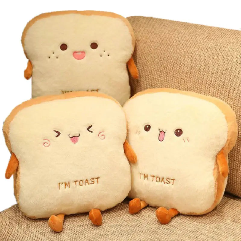 Ultra Soft Hand Warmer Pillow in Plush Toast Bread Design