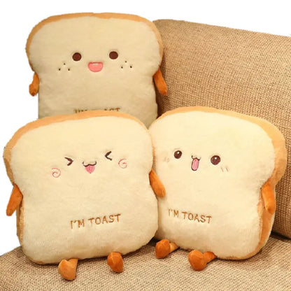 Ultra Soft Hand Warmer Pillow in Plush Toast Bread Design