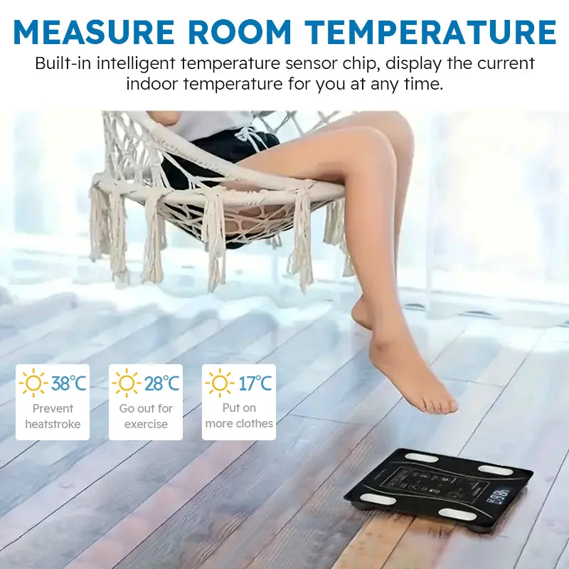 Bluetooth Digital Bathroom Scale with LED Display – Body Fat & Weight Tracker