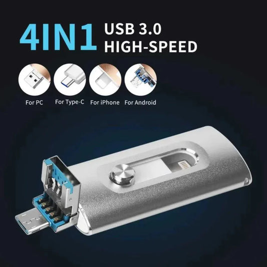 4-in-1 OTG USB 3.0 Flash Drive – Portable Storage for Phones & Computers