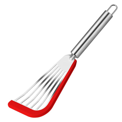 Silicone-Edged Slotted Turner - Heat-Resistant Stainless Steel Fish Spatula