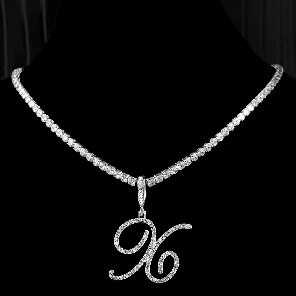 Elegant Initial Pendant Necklace in Silver