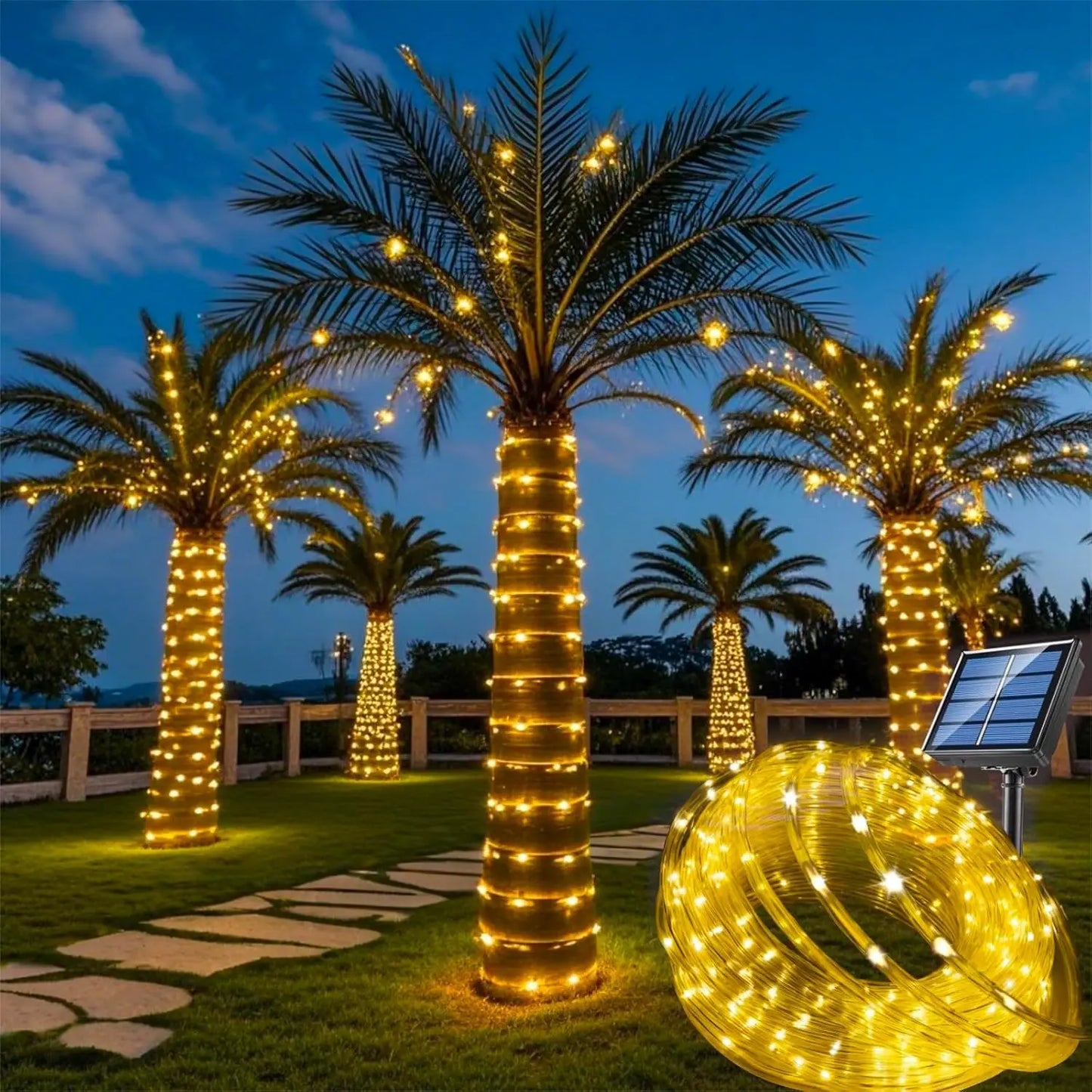 Solar-Powered Outdoor String Lights | 7–32 m Length | Waterproof | 8 Lighting Modes | Garden, Christmas & Party Decor