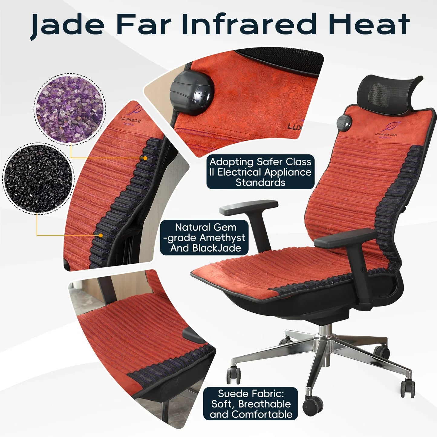 Infrared Heating Mat with PEMF - 20 x 50 in, Amethyst & Tourmaline, 85–159°F, 3–64Hz, 12-Hour Timer
