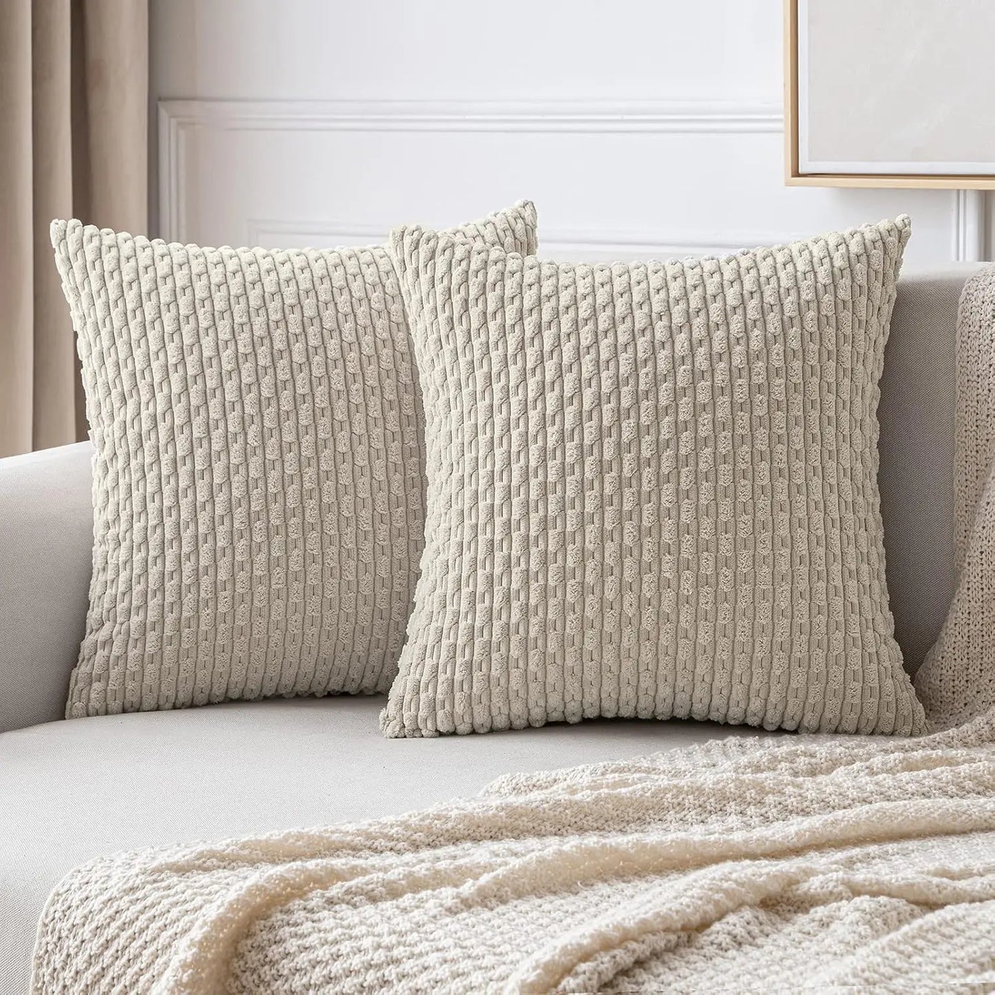 Boho Striped Corduroy Cushion Cover – Decorative Pillowcase for Sofa or Bed