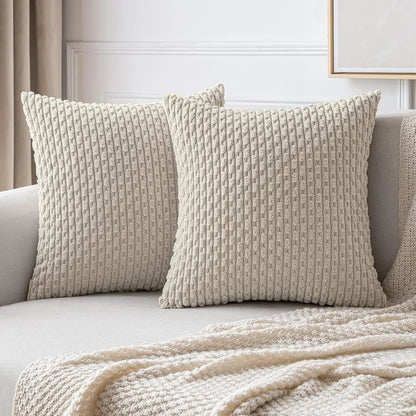 Boho Striped Corduroy Cushion Cover – Decorative Pillowcase for Sofa or Bed