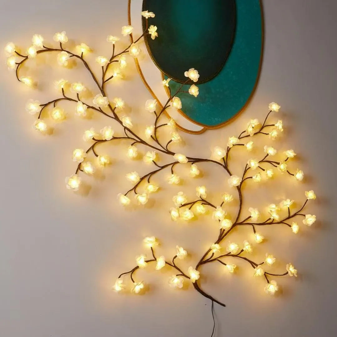 LED Double Light String – Flexible Rattan Design, USB Powered with Remote, Warm White