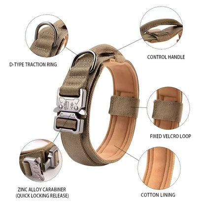 Adjustable Padded Tactical Dog Collar Set for Control
