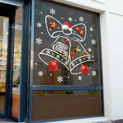 Christmas Window Stickers with Festive Bell Design – Reusable PVC Decor