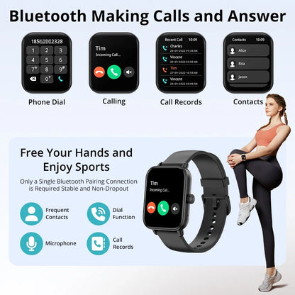 Smartwatch with Voice Calling | 1.9" HD Screen, 24H Health Tracking, 100+ Sports Modes, Bluetooth Calling | IP68 Waterproof