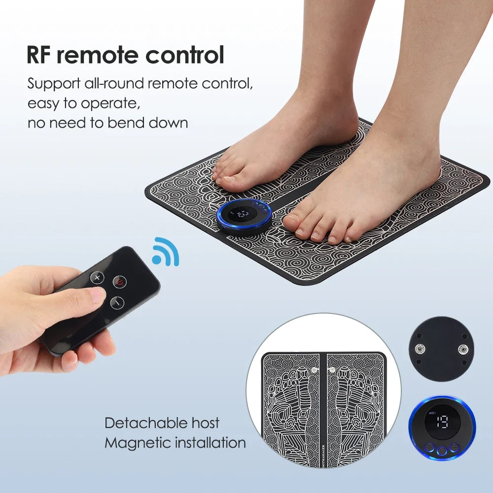 Rechargeable Foot and Leg Stimulator Mat with Remote – 8 Modes, 19 Intensities