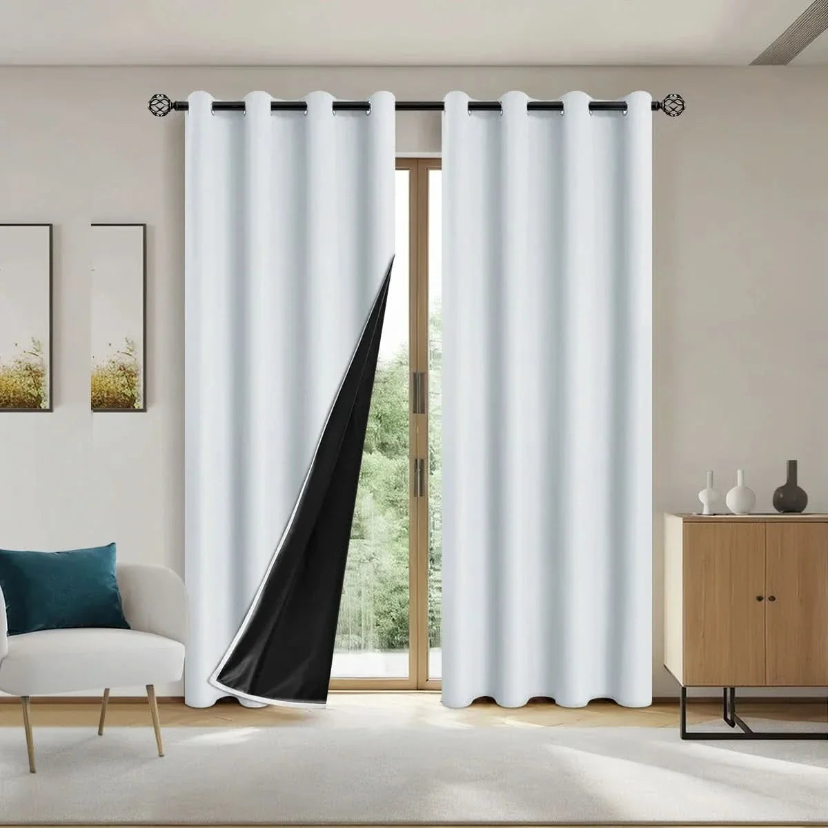 Thermal Lined 100% Blackout Curtains for Privacy and Comfort - Modern Design