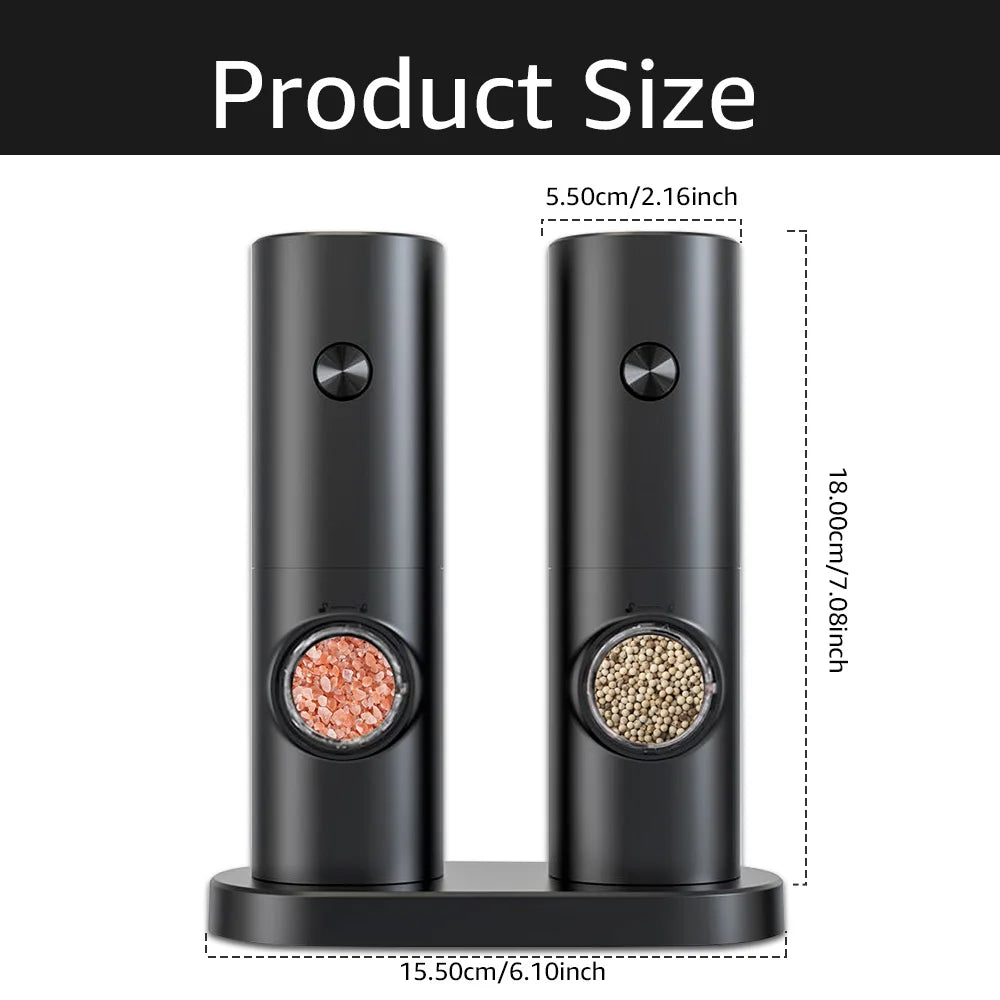 Set of Electric Mills for Salt and Pepper - Spice Grinder