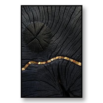 Sophisticated Black and Gold Tree Ring Canvas Art for Home