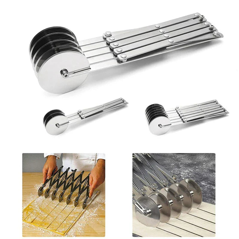 Dough Cutter | Adjustable Stainless Steel | 3-7 Wheels | For Pizza, Brownies & Pastries