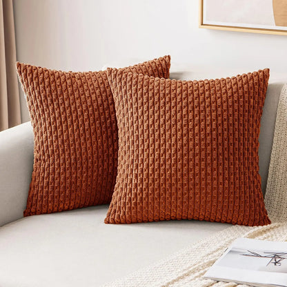 Boho Striped Corduroy Cushion Cover – Decorative Pillowcase for Sofa or Bed