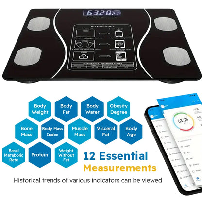 Bluetooth Digital Bathroom Scale with LED Display – Body Fat & Weight Tracker