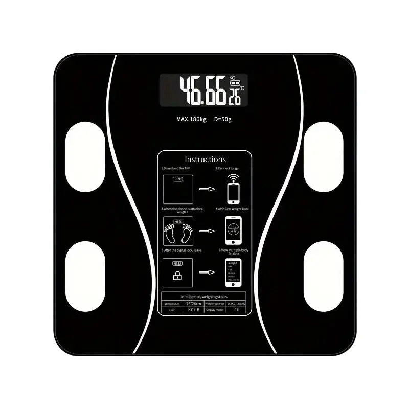 Bluetooth Digital Bathroom Scale with LED Display – Body Fat & Weight Tracker