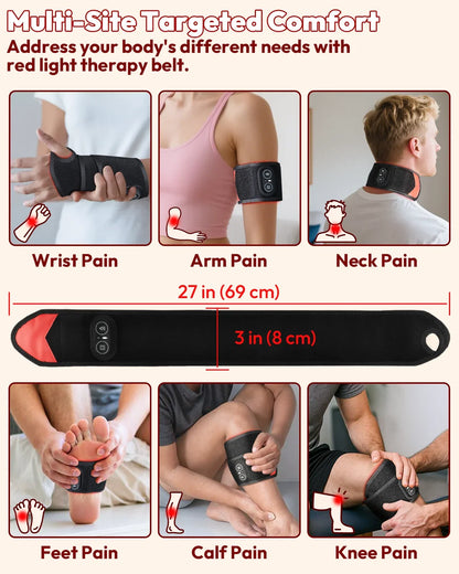 Wireless Red and Infrared Light Therapy Wrap with Heat and Vibration – 3 Settings, USB-C
