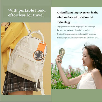 Compact USB-C Folding Fan | Quiet & Portable | Includes Carabiner & Battery