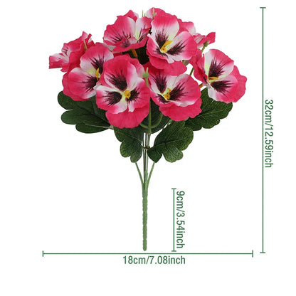 Artificial Pansies - 5 Stems for Wedding & Party Decorations