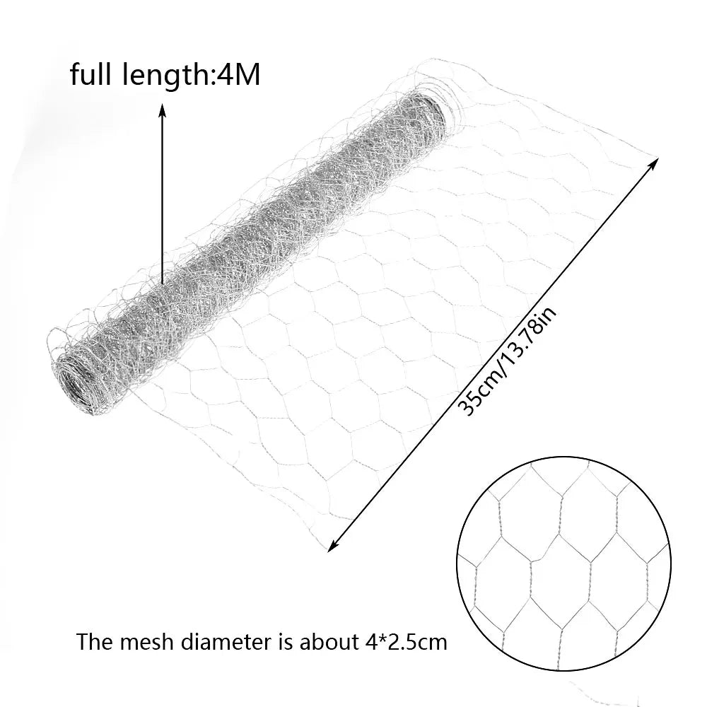 Hexagonal Wire Mesh - Galvanized Finish - 10 m Roll - Mesh Size 2.5 × 1.5 cm