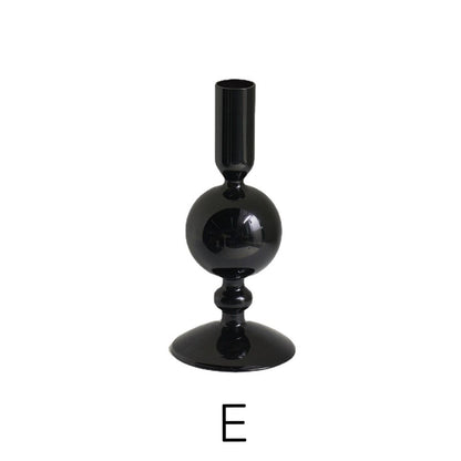 Contemporary Glass Candle Holder in Amber Color