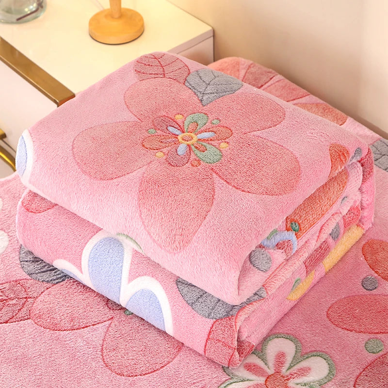 Cozy Floral Blanket | Soft Home Throw for Bed, Sofa & Travel | Skin-Friendly & Vibrant Colors