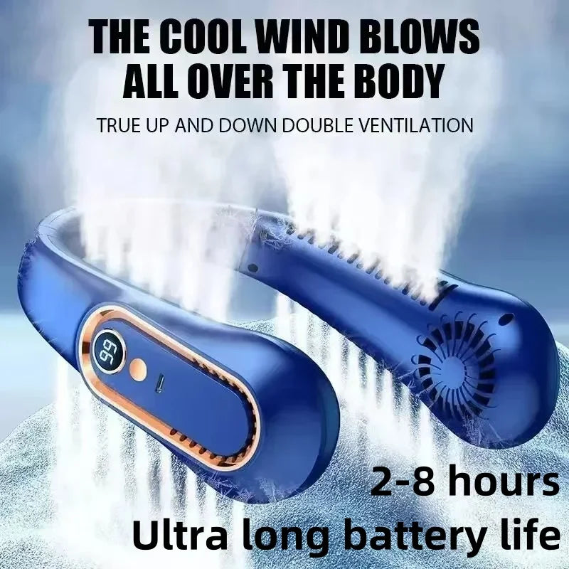 Rechargeable Neck Breeze Fan with LED Battery Indicator 8000mAh