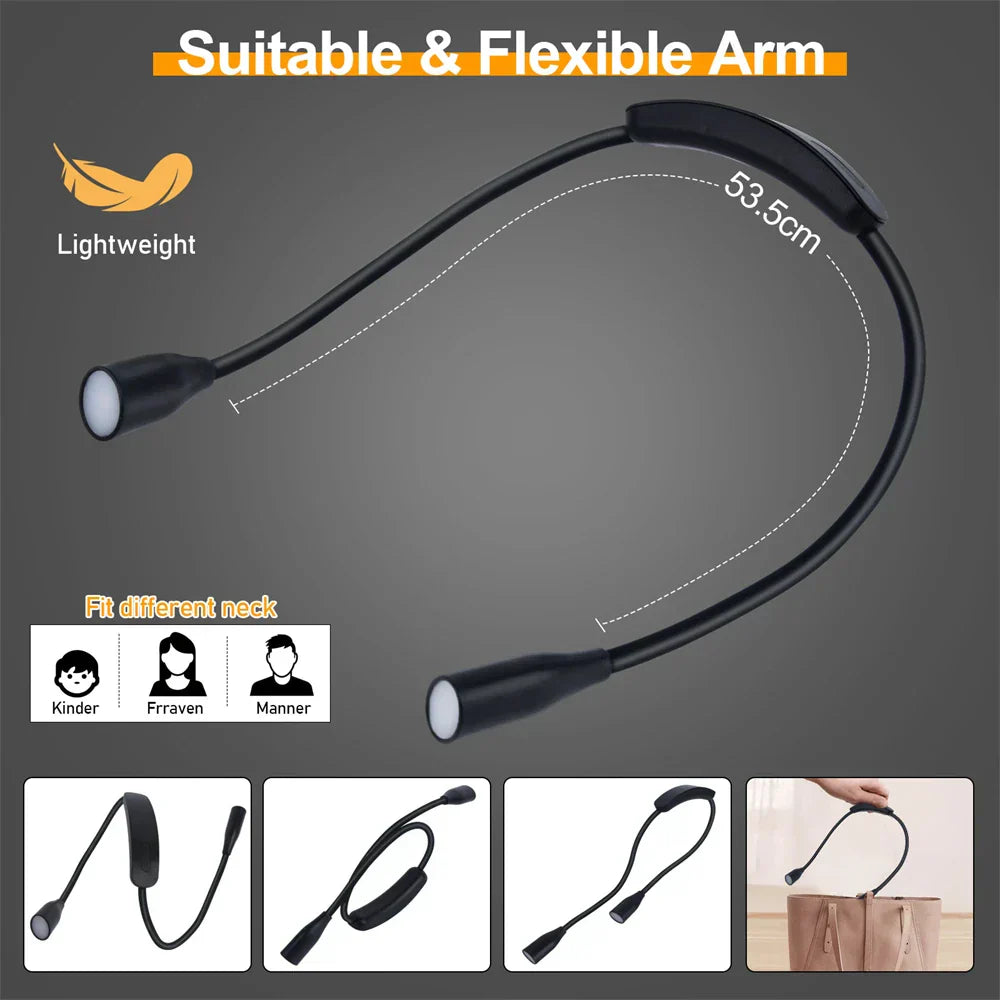 Flexible Rechargeable USB LED Neck Light – Portable, 3 Colors, Dimmable