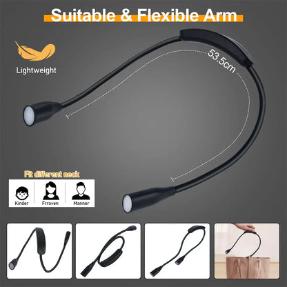 Flexible Rechargeable USB LED Neck Light – Portable, 3 Colors, Dimmable