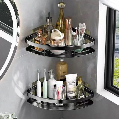Aluminum Bathroom Corner Shelf - No-Drill Installation