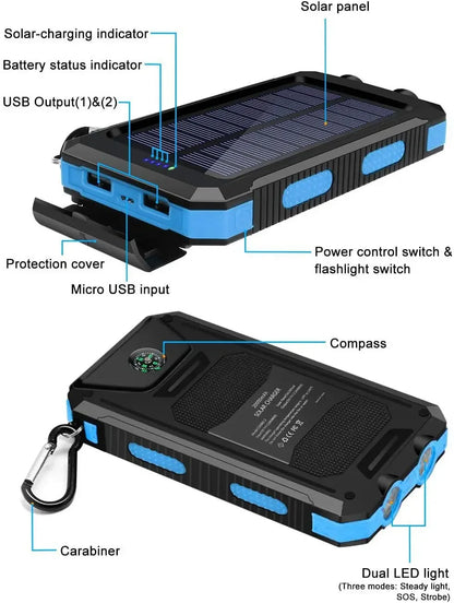 Ultra Capacity 20000mAh Solar Charger for On-the-Go Power