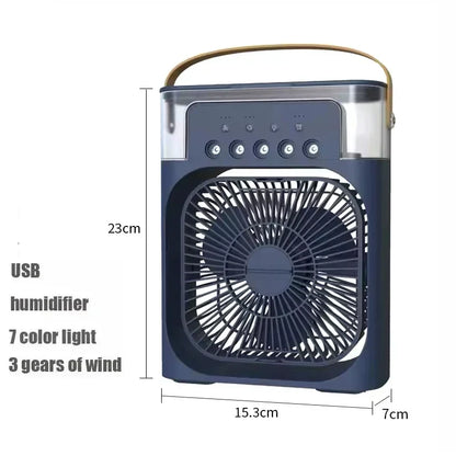 Portable 3-in-1 Air Conditioner Fan – Mini Cooler with LED Light, Humidifier, Adjustable Air for Home & Office