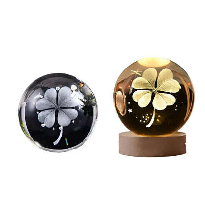 LED Starry Sky Projector with Wooden Base - 3D Crystal Night Light for Bedroom and Gifts