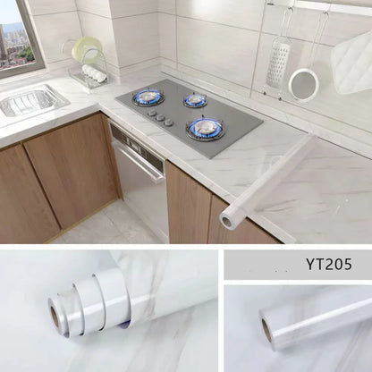 Self-Adhesive Waterproof Wallpaper - Marble Oil-Proof Film for Kitchen Renovation