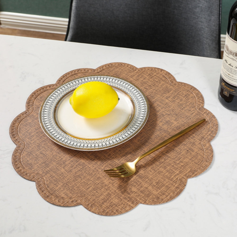 Elegant Waterproof Dining Mat with Scalloped Edges