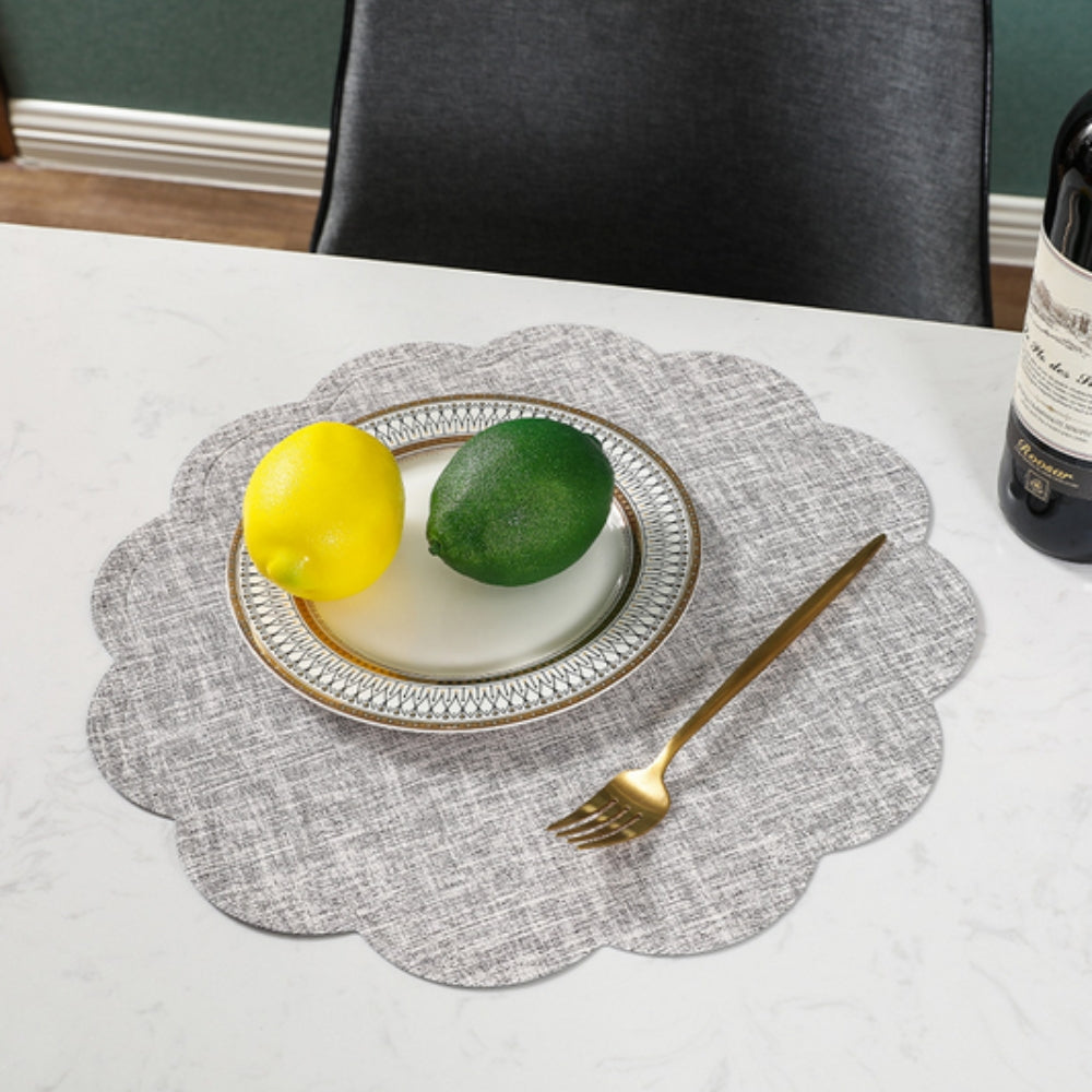 Elegant Waterproof Dining Mat with Scalloped Edges