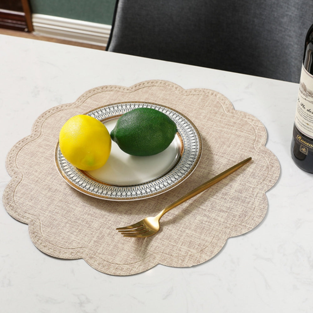 Elegant Waterproof Dining Mat with Scalloped Edges