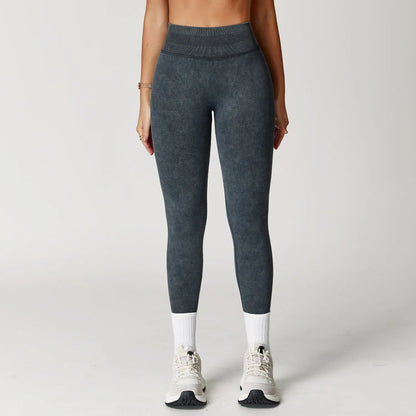 High-Waisted Ribbed Workout Leggings for Women | Seamless Stretch Fit